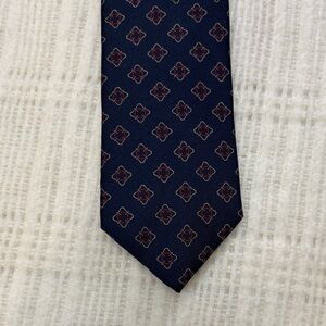Lands End Vintage Silk Elegant Navy Blue Patterned Men's Tie